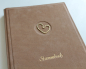 Preview: Stammbuch "Herz" aus hellbraunem Nubukleder,  DIN A4