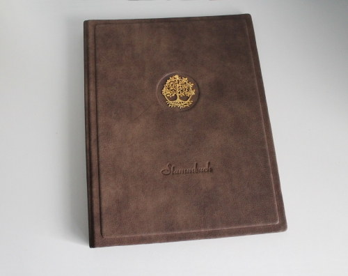 Preview: Stammbuch  DIN A4 "Lebensbaum" aus braunem Büffelleder im Vintage-Look
