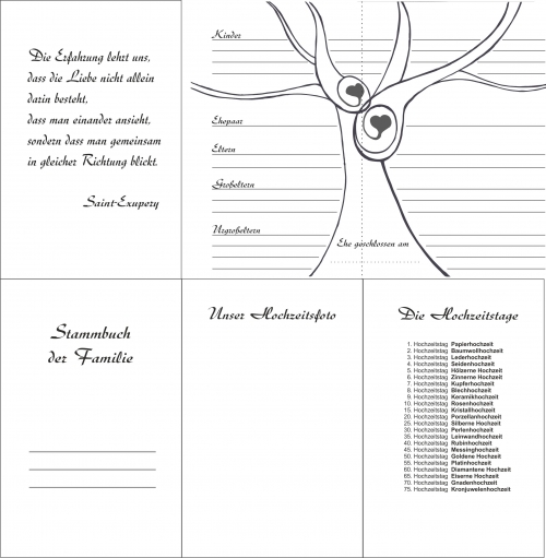 Set aus Stammbuch DIN A5 & Gästebuch-Album "Herz-Schlüssel" aus grauem Nappaleder