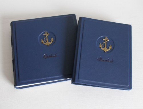 Gästenbuch - Album "Maritime", aus blauem Nappaleder, groß