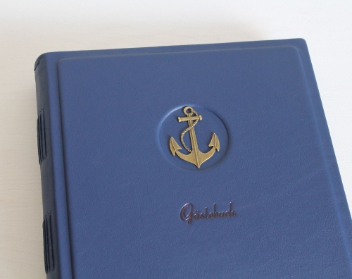 Gästenbuch - Album "Maritime", aus blauem Nappaleder, groß