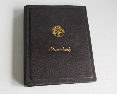Preview: Stammbuch "Goldene Lebensbaum" aus braunem Nappaleder, DIN A5