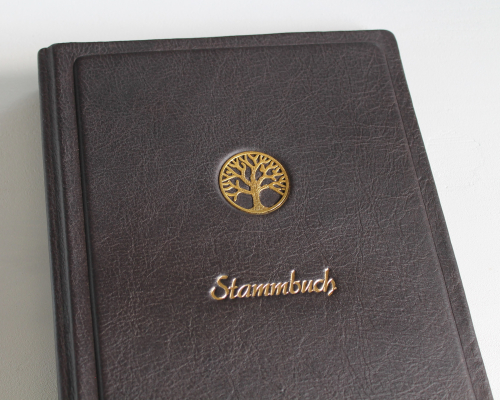 Preview: Stammbuch "Goldene Lebensbaum" aus braunem Nappaleder, DIN A5