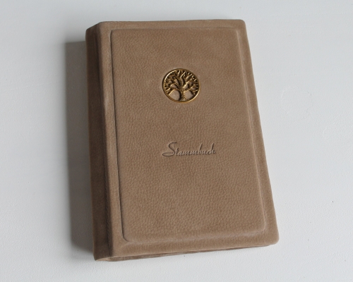 Stammbuch "Lebensbaum" aus beigem Nubukleder