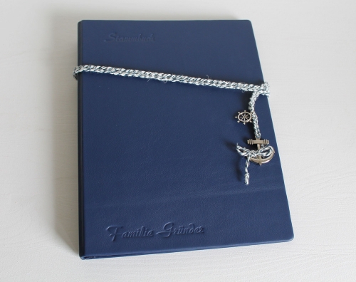Preview: Stammbuch "Maritime" aus Leder,  DIN A4, blau