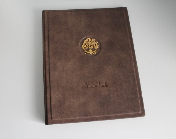 Stammbuch  DIN A4 "Lebensbaum" aus braunem Büffelleder im Vintage-Look