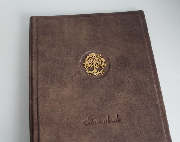 Stammbuch  DIN A4 "Lebensbaum" aus braunem Büffelleder im Vintage-Look
