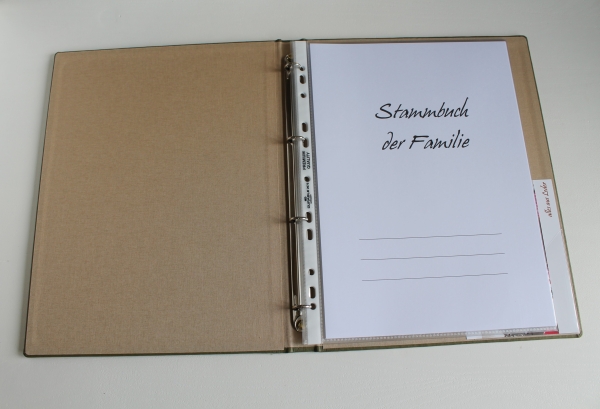 Stammbuch "Goldene Lebensbaum" aus hellgrünem Nappaleder,  DIN A4