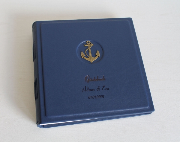 Gästenbuch - Album "Maritime", aus blauem Nappaleder, groß