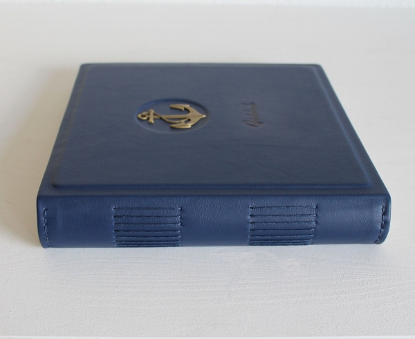 Gästenbuch - Album "Maritime", aus blauem Nappaleder, groß