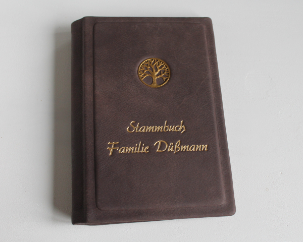 Stammbuch "Goldene Lebensbaum" aus braunem Büffelleder