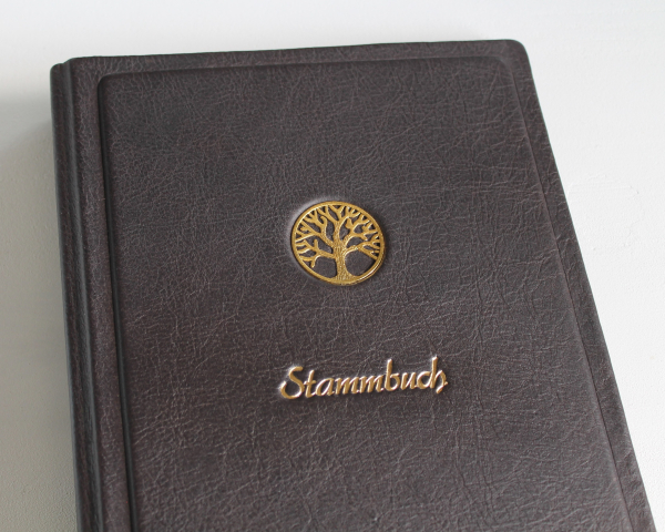 Stammbuch "Goldene Lebensbaum" aus braunem Nappaleder, DIN A5