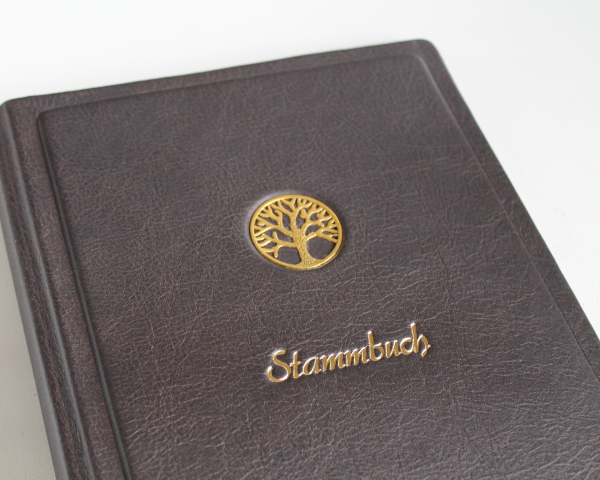 Stammbuch "Goldene Lebensbaum" aus braunem Nappaleder, DIN A5