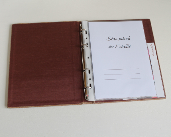 Stammbuch "Goldene Lebensbaum" aus braunem Nappaleder,  DIN A5