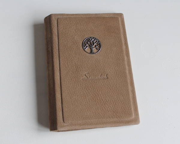 Stammbuch "Lebensbaum" aus beigem Nubukleder