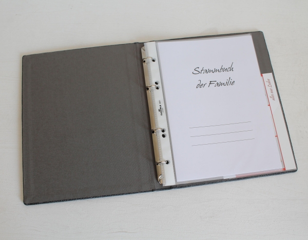 Stammbuch "Lebensbaum" aus Büffelleder,  DIN A5, grauetaupe