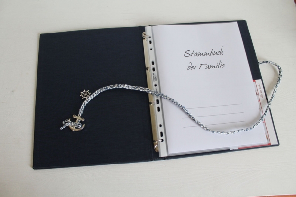 Stammbuch "Maritime" aus Leder,  DIN A4, blau