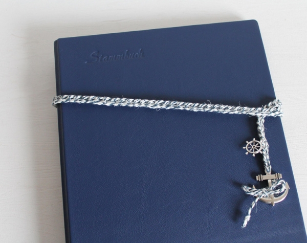 Stammbuch "Maritime" aus Leder,  DIN A4, blau