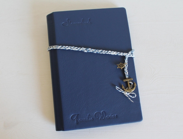 Stammbuch "Maritime",  aus Leder,  blau