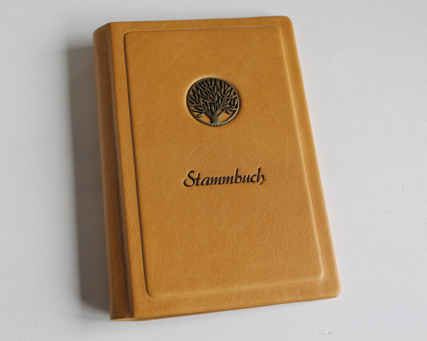 Stammbuch Lebensbaum aus Nappaleder, honiggelb