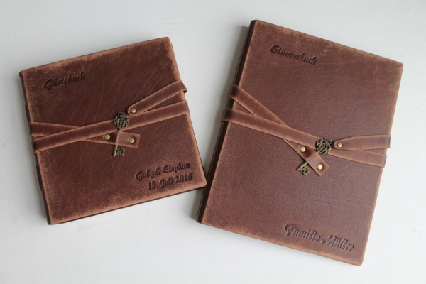 Gästenbuch - Album "Schlüssel", im Vintage Look, braun, groß