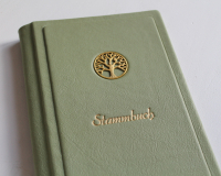 Stammbuch "Lebensbaum" aus hellgrünem Nappaleder